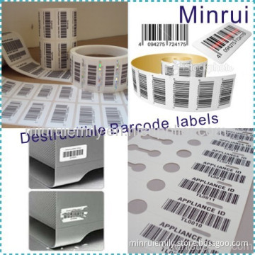 Destructible Labels With Barcode Or Qr Code,barcode Asset Labels,tamper Evident Barcode Stickers 